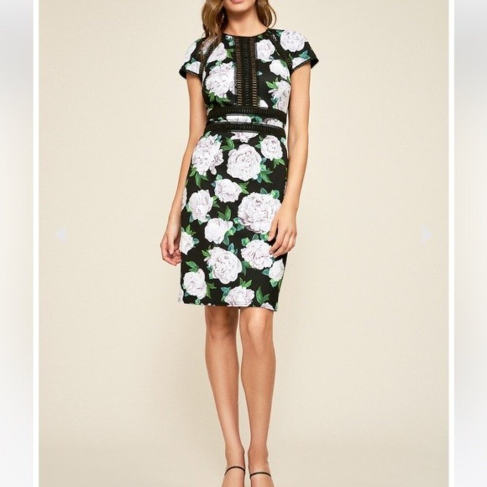 Tadashi Shoji.  Floral Sheeth Dress,  Size 12